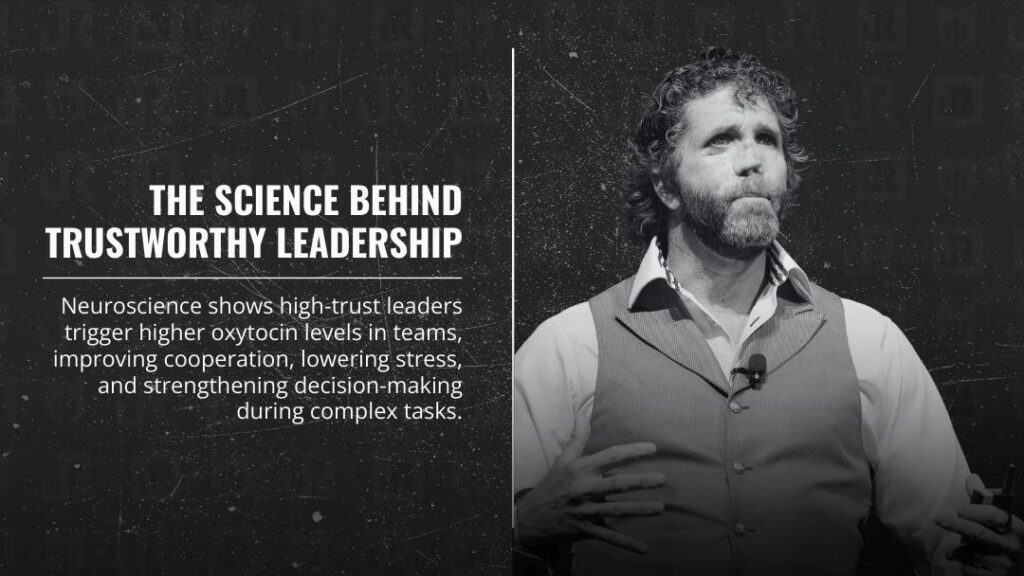 Jason Redman in black-and-white portrait with text: "The Science Behind Trustworthy Leadership" – Neuroscience shows high-trust leaders boost oxytocin, cooperation & decision-making.